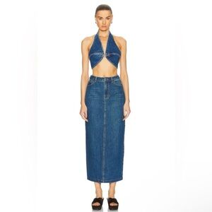 POSSE Harvey Denim Maxi Skirt Size 28 NWT Clean Girl City Boho